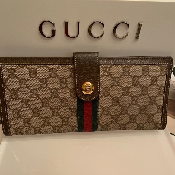 GUCCI Rare Vintage Web Stripe Ticket Case Wallet/Clutch - Picture 3 of 14